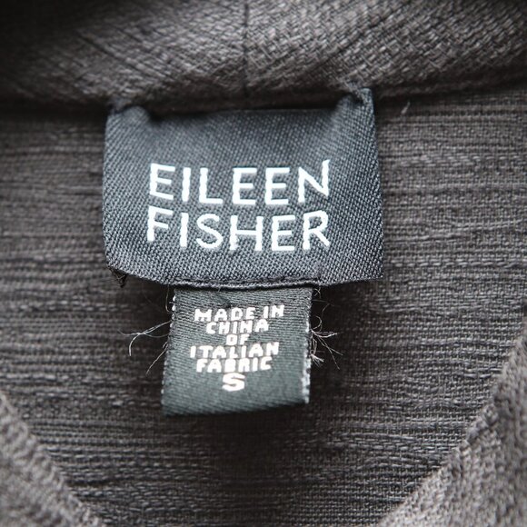 Eileen Fisher Italian Linen Blend Tunic Top Jacket Frog Closure Pockets Grey - Picture 4 of 11